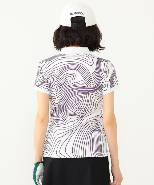 〈WOMEN〉BEAMS GOLF ORANGE LABEL / ライン サイケ ポロシャツ