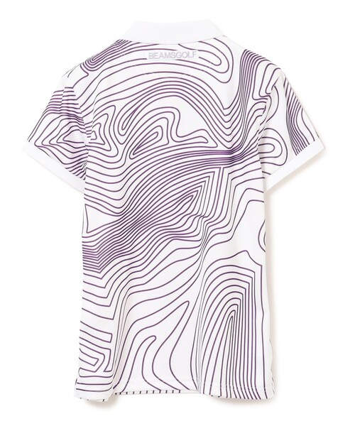 〈WOMEN〉BEAMS GOLF ORANGE LABEL / ライン サイケ ポロシャツ