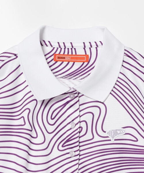 〈WOMEN〉BEAMS GOLF ORANGE LABEL / ライン サイケ ポロシャツ