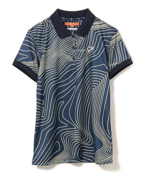 〈WOMEN〉BEAMS GOLF ORANGE LABEL / ライン サイケ ポロシャツ