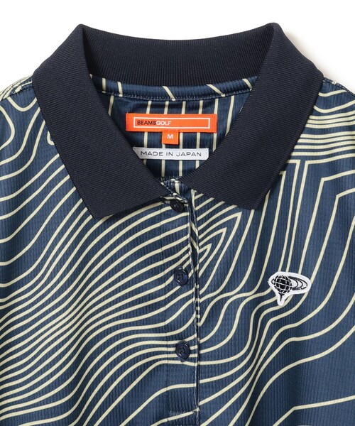 〈WOMEN〉BEAMS GOLF ORANGE LABEL / ライン サイケ ポロシャツ