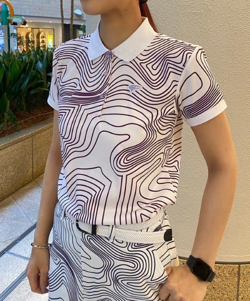 〈WOMEN〉BEAMS GOLF ORANGE LABEL / ライン サイケ ポロシャツ