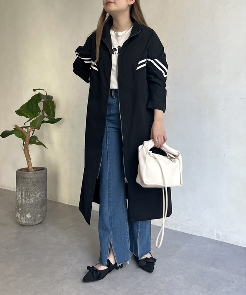 prose verse（プロズヴェール）の「配色テープスタンドネックロングコート（その他アウター・レディース・ベージュ/ブラック・ﾌﾘ-）」の6枚目の写真