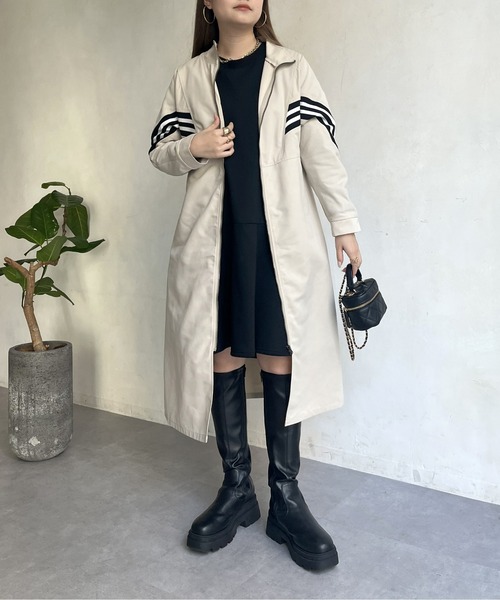 prose verse（プロズヴェール）の「配色テープスタンドネックロングコート（その他アウター・レディース・ベージュ/ブラック・ﾌﾘ-）」の10枚目の写真