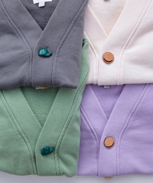 Ocean&Ground（オーシャン&グラウンド）の「モチーフボタンVネックカーディガン(90～140cm)（カーディガン/ボレロ・キッズ・ラベンダー/グリーン/チャコール/アイボリー・110/130/90/100/120/140）」の15枚目の写真