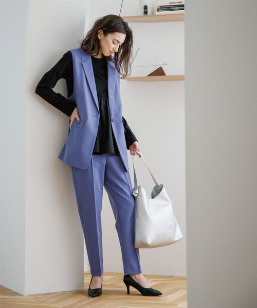 OPAQUE.CLIP（オペークドットクリップ）の「◆シルク調コットン 切り替えAラインカットソー（Tシャツ/カットソー・レディース・サンドベージュ/ブラック/ホワイト系・38/40/36/34/42）」の12枚目の写真