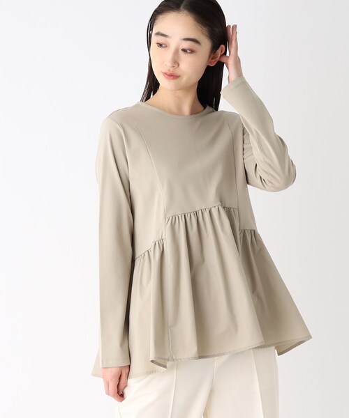 OPAQUE.CLIP（オペークドットクリップ）の「◆シルク調コットン 切り替えAラインカットソー（Tシャツ/カットソー・レディース・サンドベージュ/ブラック/ホワイト系・38/40/36/34/42）」の19枚目の写真