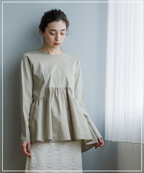 OPAQUE.CLIP（オペークドットクリップ）の「◆シルク調コットン 切り替えAラインカットソー（Tシャツ/カットソー・レディース・サンドベージュ/ブラック/ホワイト系・38/40/36/34/42）」の17枚目の写真