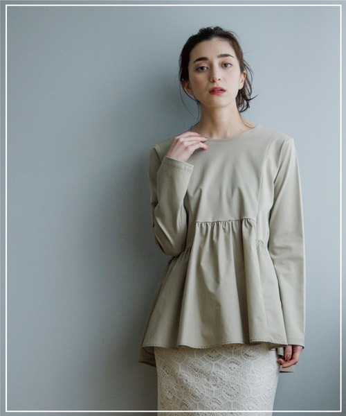 OPAQUE.CLIP（オペークドットクリップ）の「◆シルク調コットン 切り替えAラインカットソー（Tシャツ/カットソー・レディース・サンドベージュ/ブラック/ホワイト系・38/40/36/34/42）」の18枚目の写真