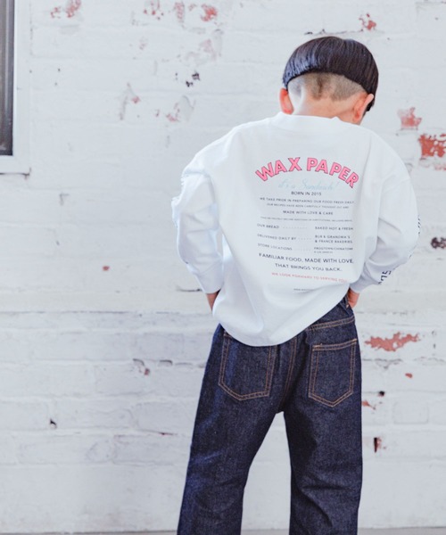 LOWRYS FARM（ローリーズファーム）の「WAX PAPERメニュープリントロングTシャツ　182804（Tシャツ/カットソー・キッズ・ピンク/ホワイト・120cm/150cm/130cm/110cm/140cm）」の8枚目の写真