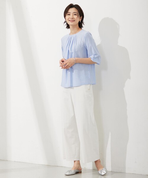 J.PRESS（ジェイプレス）の「【洗える・吸水速乾】コットン麻シェルドライ ワイド パンツ（その他パンツ・レディース・カーキ系/ネイビー系/アイボリー系・7/9/11/13）」の5枚目の写真