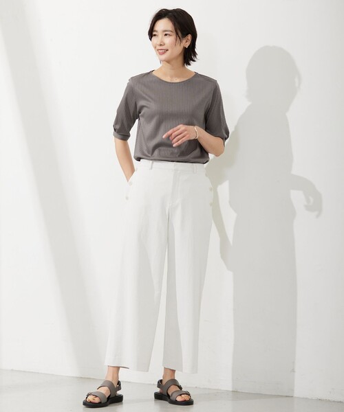 J.PRESS（ジェイプレス）の「【洗える・吸水速乾】コットン麻シェルドライ ワイド パンツ（その他パンツ・レディース・カーキ系/ネイビー系/アイボリー系・7/9/11/13）」の6枚目の写真