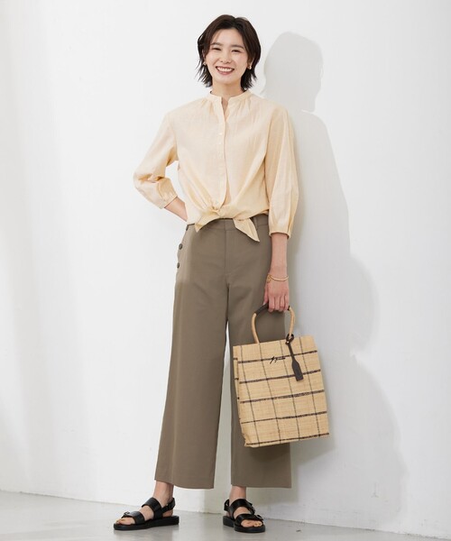 J.PRESS（ジェイプレス）の「【洗える・吸水速乾】コットン麻シェルドライ ワイド パンツ（その他パンツ・レディース・カーキ系/ネイビー系/アイボリー系・7/9/11/13）」の7枚目の写真