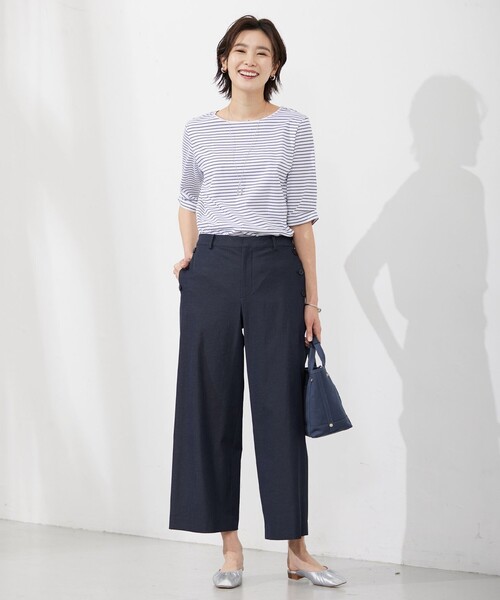 J.PRESS（ジェイプレス）の「【洗える・吸水速乾】コットン麻シェルドライ ワイド パンツ（その他パンツ・レディース・カーキ系/ネイビー系/アイボリー系・7/9/11/13）」の10枚目の写真