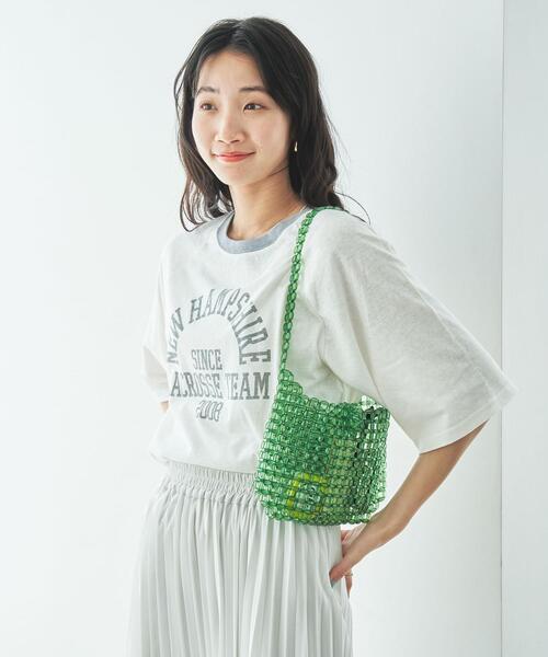 coen(コーエン)の「カレッジロゴプリントラグランTシャツ(Tシャツ/カットソー・レディース・ネイビー/ホワイト/ベージュ・M/L)」の6枚目の写真