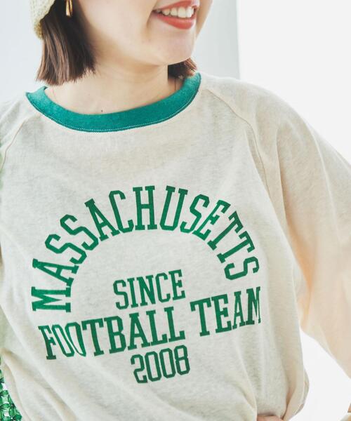 coen(コーエン)の「カレッジロゴプリントラグランTシャツ(Tシャツ/カットソー・レディース・ネイビー/ホワイト/ベージュ・M/L)」の10枚目の写真