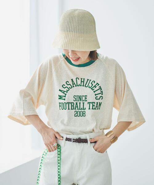 coen(コーエン)の「カレッジロゴプリントラグランTシャツ(Tシャツ/カットソー・レディース・ネイビー/ホワイト/ベージュ・M/L)」の12枚目の写真