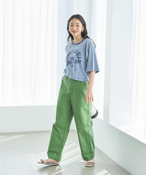 coen(コーエン)の「カレッジロゴプリントラグランTシャツ(Tシャツ/カットソー・レディース・ネイビー/ホワイト/ベージュ・M/L)」の14枚目の写真