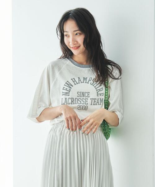 coen(コーエン)の「カレッジロゴプリントラグランTシャツ(Tシャツ/カットソー・レディース・ネイビー/ホワイト/ベージュ・M/L)」の16枚目の写真