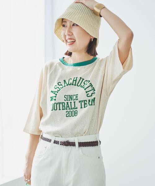 coen(コーエン)の「カレッジロゴプリントラグランTシャツ(Tシャツ/カットソー・レディース・ネイビー/ホワイト/ベージュ・M/L)」の19枚目の写真