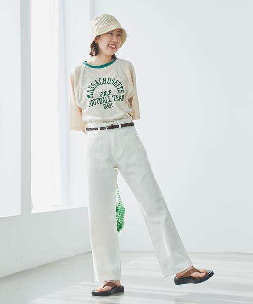 coen(コーエン)の「カレッジロゴプリントラグランTシャツ(Tシャツ/カットソー・レディース・ネイビー/ホワイト/ベージュ・M/L)」の20枚目の写真