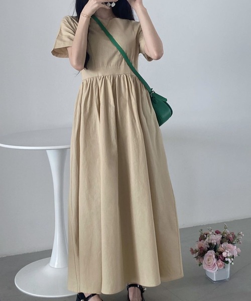 ECLIN（エクラン）の「コットンマキシ丈ハイウエスト切替ギャザーワンピース（ワンピース・レディース・チャコールグレー/ライトグレー/ネイビー/ブルー・FREE）」の21枚目の写真