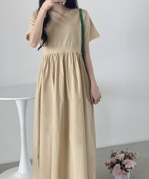 ECLIN（エクラン）の「コットンマキシ丈ハイウエスト切替ギャザーワンピース（ワンピース・レディース・チャコールグレー/ライトグレー/ネイビー/ブルー・FREE）」の14枚目の写真