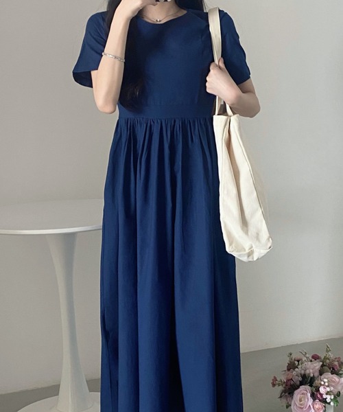 ECLIN（エクラン）の「コットンマキシ丈ハイウエスト切替ギャザーワンピース（ワンピース・レディース・チャコールグレー/ライトグレー/ネイビー/ブルー・FREE）」の18枚目の写真