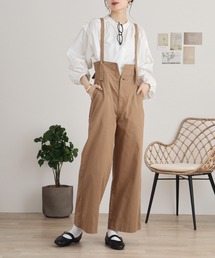 atONE サスペンダー付きハイウェストツイルパンツ