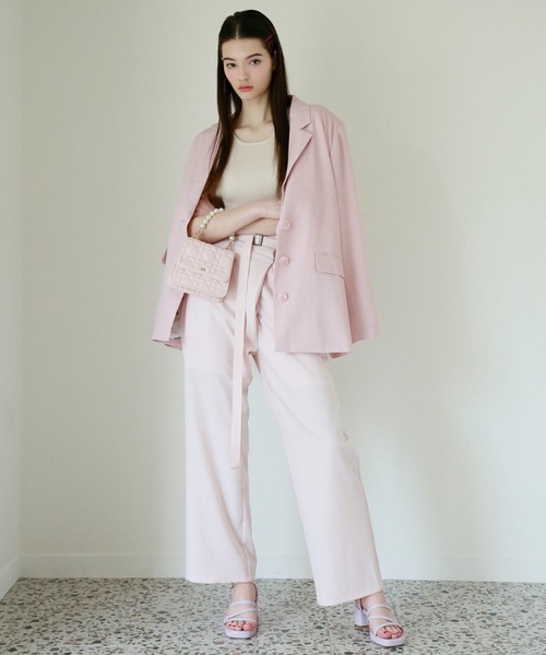 Seemi. byNICECLAUP（ シーミーバイナイスクラップ）の「【Seemi】テーラードジャケット（テーラードジャケット・レディース・ピンク/グレー・FREE）」の5枚目の写真