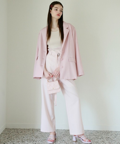 Seemi. byNICECLAUP（ シーミーバイナイスクラップ）の「【Seemi】テーラードジャケット（テーラードジャケット・レディース・ピンク/グレー・FREE）」の6枚目の写真
