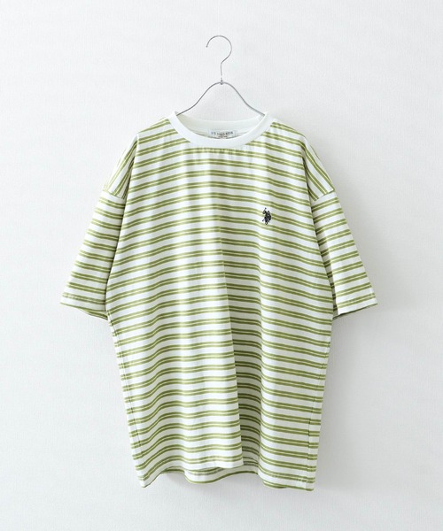 U.S. POLO ASSN.(ユーエスポロアッスン)の「【U.S. POLO ASSN.】 天竺 先染め ハーフスリーブ ワンポイント 刺繍 ボーダー Tシャツ(Tシャツ/カットソー・レディース・ホワイト系/ホワイト×グリーン/ホワイト×ブルー/ホワイト×ブラック/ホワイト×グレー/ブラック×ホワイト・MEDIUM/LARGE/X-LARGE)」の5枚目の写真