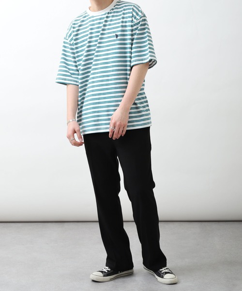 U.S. POLO ASSN.(ユーエスポロアッスン)の「【U.S. POLO ASSN.】 天竺 先染め ハーフスリーブ ワンポイント 刺繍 ボーダー Tシャツ(Tシャツ/カットソー・レディース・ホワイト系/ホワイト×グリーン/ホワイト×ブルー/ホワイト×ブラック/ホワイト×グレー/ブラック×ホワイト・MEDIUM/LARGE/X-LARGE)」の20枚目の写真