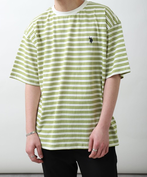 U.S. POLO ASSN.(ユーエスポロアッスン)の「【U.S. POLO ASSN.】 天竺 先染め ハーフスリーブ ワンポイント 刺繍 ボーダー Tシャツ(Tシャツ/カットソー・レディース・ホワイト系/ホワイト×グリーン/ホワイト×ブルー/ホワイト×ブラック/ホワイト×グレー/ブラック×ホワイト・MEDIUM/LARGE/X-LARGE)」の9枚目の写真