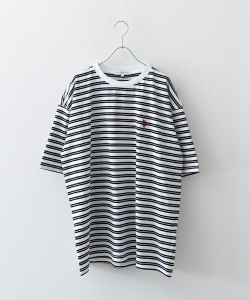 U.S. POLO ASSN.(ユーエスポロアッスン)の「【U.S. POLO ASSN.】 天竺 先染め ハーフスリーブ ワンポイント 刺繍 ボーダー Tシャツ(Tシャツ/カットソー・レディース・ホワイト系/ホワイト×グリーン/ホワイト×ブルー/ホワイト×ブラック/ホワイト×グレー/ブラック×ホワイト・MEDIUM/LARGE/X-LARGE)」の12枚目の写真
