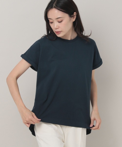 Elura（エルーラ）の「オーガニックコットンロールTシャツ（Tシャツ/カットソー・レディース・チャコールグレー/ホワイト/ネイビー・FREE）」の3枚目の写真