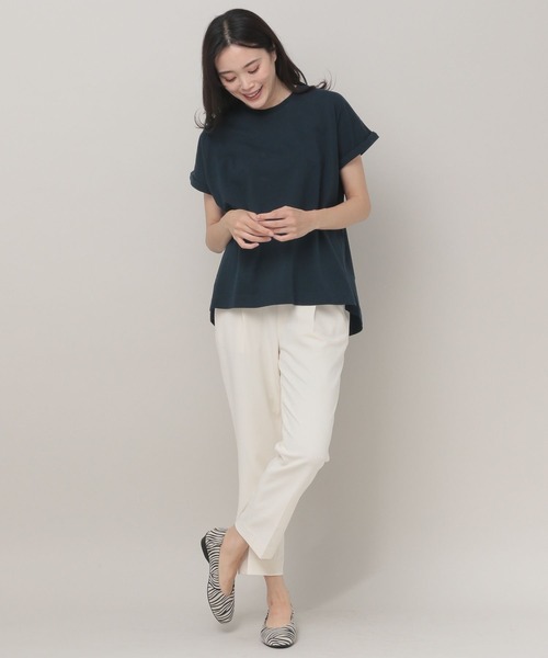 Elura（エルーラ）の「オーガニックコットンロールTシャツ（Tシャツ/カットソー・レディース・チャコールグレー/ホワイト/ネイビー・FREE）」の6枚目の写真