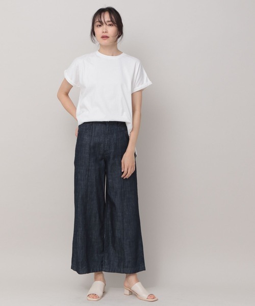 Elura（エルーラ）の「オーガニックコットンロールTシャツ（Tシャツ/カットソー・レディース・チャコールグレー/ホワイト/ネイビー・FREE）」の5枚目の写真