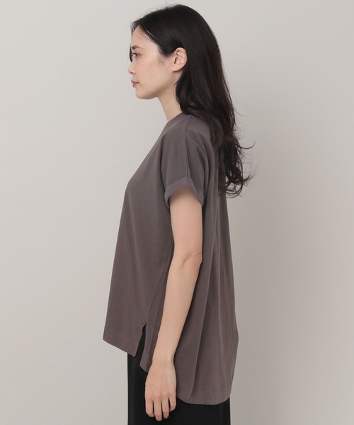 Elura（エルーラ）の「オーガニックコットンロールTシャツ（Tシャツ/カットソー・レディース・チャコールグレー/ホワイト/ネイビー・FREE）」の7枚目の写真