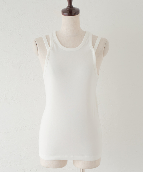 美品【SAYAKA DAVIS】コットンメッシュタンクトップ　ホワイト　Sサイズ 美品【SAYAKA DAVIS】コットンメッシュタンクトップ ホワイト S