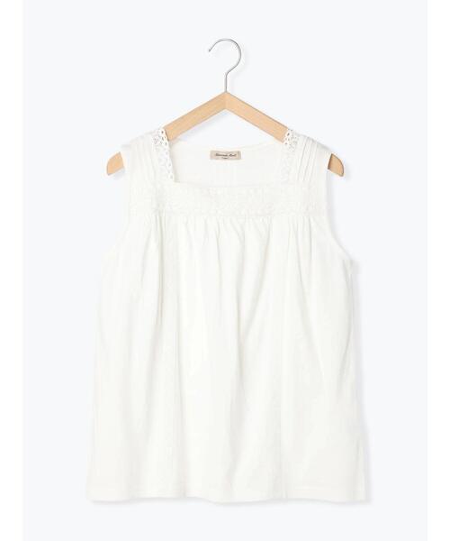 Samansa Mos2(サマンサ モスモス)の「スクエアネックノースリレースカットソー(タンクトップ・レディース・ブラック/オフホワイト/ベージュ・フリ-)」の16枚目の写真