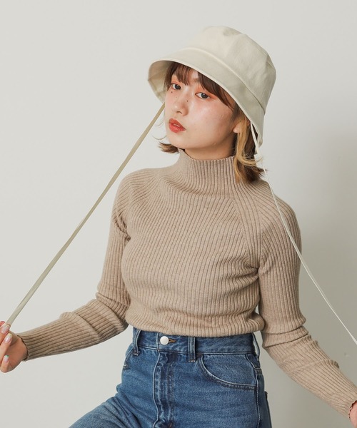 SENSE OF PLACE by URBAN RESEARCH（センスオブプレイスバイアーバンリサーチ）の「コットンツイルリボンバケットハット（キャップ・レディース・ブラック/アイボリー・ONE）」の5枚目の写真