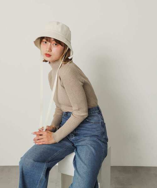 SENSE OF PLACE by URBAN RESEARCH（センスオブプレイスバイアーバンリサーチ）の「コットンツイルリボンバケットハット（キャップ・レディース・ブラック/アイボリー・ONE）」の7枚目の写真