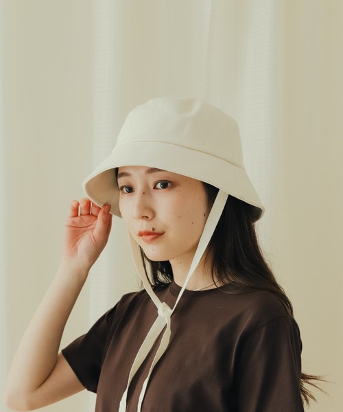 SENSE OF PLACE by URBAN RESEARCH（センスオブプレイスバイアーバンリサーチ）の「コットンツイルリボンバケットハット（キャップ・レディース・ブラック/アイボリー・ONE）」の9枚目の写真