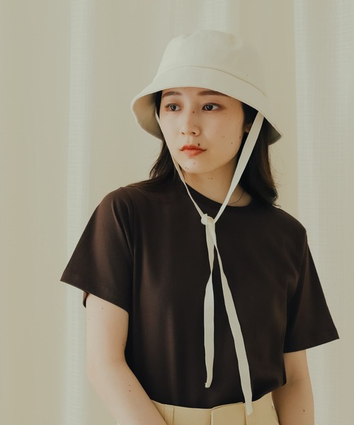SENSE OF PLACE by URBAN RESEARCH（センスオブプレイスバイアーバンリサーチ）の「コットンツイルリボンバケットハット（キャップ・レディース・ブラック/アイボリー・ONE）」の14枚目の写真