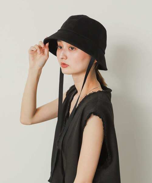 SENSE OF PLACE by URBAN RESEARCH（センスオブプレイスバイアーバンリサーチ）の「コットンツイルリボンバケットハット（キャップ・レディース・ブラック/アイボリー・ONE）」の8枚目の写真