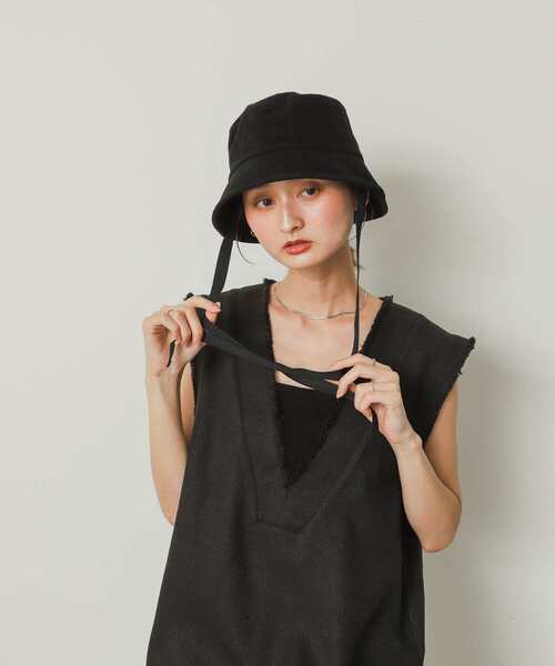 SENSE OF PLACE by URBAN RESEARCH（センスオブプレイスバイアーバンリサーチ）の「コットンツイルリボンバケットハット（キャップ・レディース・ブラック/アイボリー・ONE）」の16枚目の写真