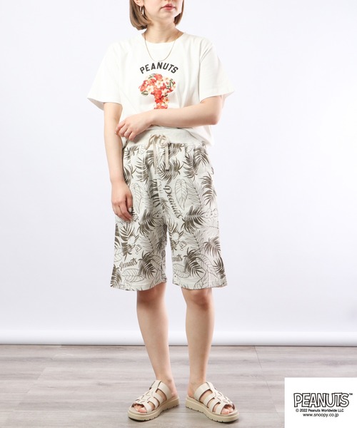 PEANUTS(ピーナッツ)の「PEANUTS スヌーピー ミニ裏毛 スウェット ハーフパンツ(スウェットパンツ・レディース・オートミール/チャコール/カーキ・M/L/LL)」の19枚目の写真