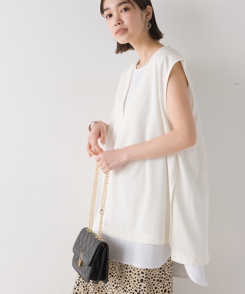 OMNES（オムネス）の「梨地Vネックベストリブタンクセット（ベスト・レディース・モカ/ブラック/アイボリー/ブルー・FREE）」の13枚目の写真