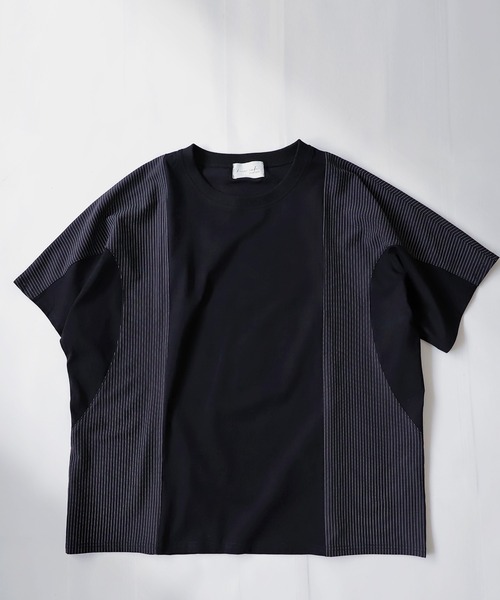 antiqua（アンティカ）の「綿100％ストライプ切り替えTシャツ（Tシャツ/カットソー・レディース・ネイビー/ブラック・FREE）」の18枚目の写真